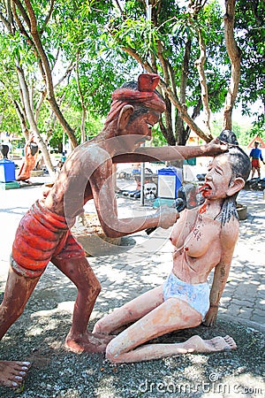 Statue of ghost in Thai style hell Stock Photo